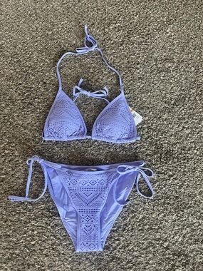 NWT Becca Bellflower periwinkle Crochet Bikini size small
